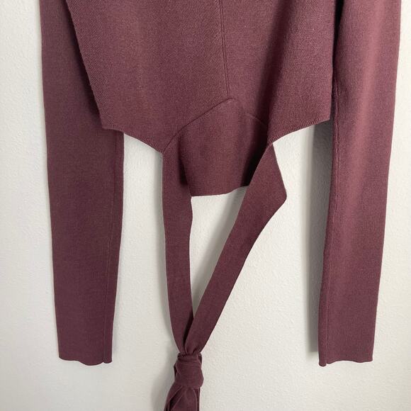 & Other Stories Brown Cropped Lace Up Mock Neck Sweater Top (Small) - Picture 5 of 10